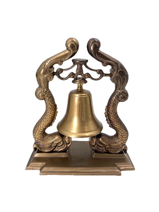 Unbranded Other - Vintage Large Ornate Brass Dolphin Koi Fish Ship Bell Nautical Decor